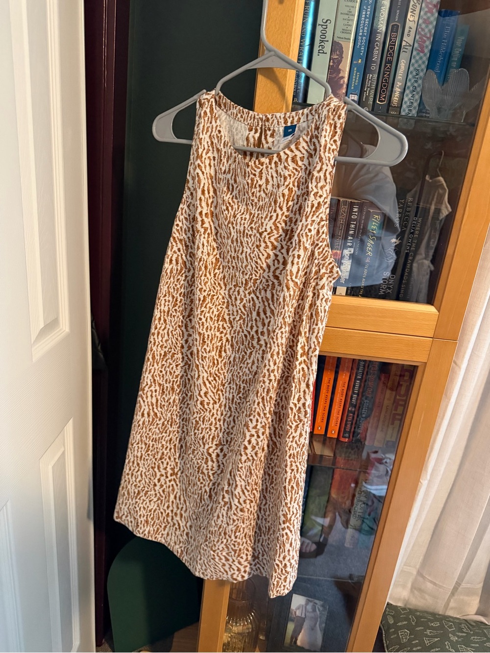 Old Navy Brown and Cream Printed Sleeveless Swing Dress